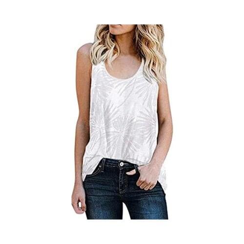 2021 Summer Womens Casual Sleeveless Vest Round Neck Leopard Flower Rotten Flower T-Shirt Blouse