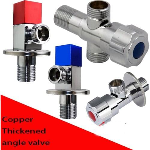 Brass 3-Way T-adapter angle valve 1 inlet 2 outlet triangle valve stop bathroom accessories 1/2"Connection Brass Hot Cold Water