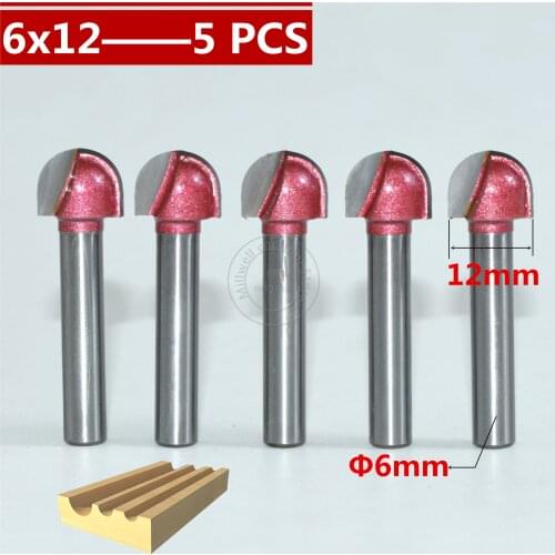 5-PCS 6mm*12mm,CNC Tungsten steel Round bottom bit,CNC machine tool,PVC,Acrylic,Carbide end mill,woodworking insert router bit