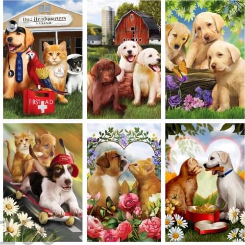 5D Diy Diamond Painting Animal Cartoon Dog Cross Stitch Mosaic Kit Diamond Embroidery Handmade Hobby Gift Home Decoration