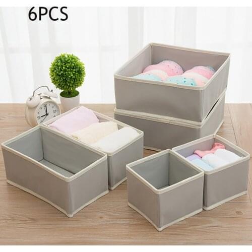 6PCS/SET Foldable Underwear Organizer Bra Tie Socks Clothes Storage Box Container Wardrobe Closet Organizer Drawer Dividers Case