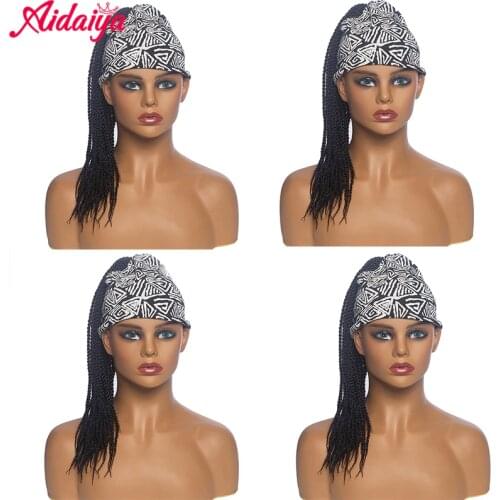 Aidaiya African Turban Wig Wrp and Wig Linked Headband Wigs Senegalese Synthetic Head Wrap Wig For Black White Women Wear