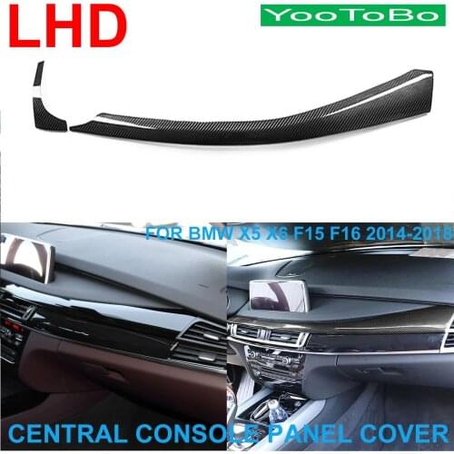 LHD Car Styling Real Carbon Fiber Interior Moulding Central Console Panel Cover Trim Sticker For BMW X5 X6 F15 F16 2014-2018