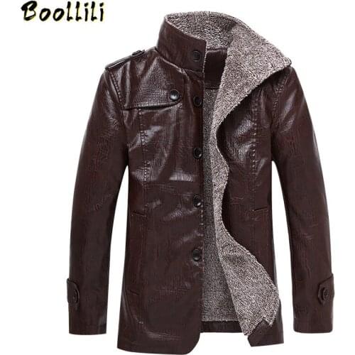 Boollili Hot Sale Leather Jacket Men Casual Artificial Wool Liner Slim PU Leather Jacket Male Plus Size M-4XL Jaqueta