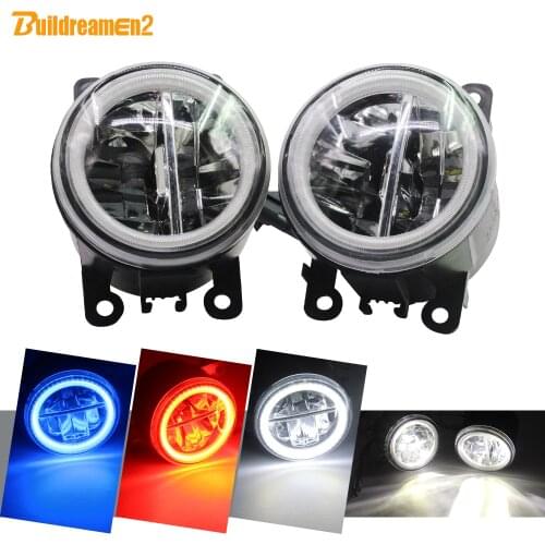Buildreamen2 Car H11 LED Fog Light Assembly DRL Angel Eye Daytime Running Light 4000LM 12V For Nissan Pathfinder R51 2005-2012