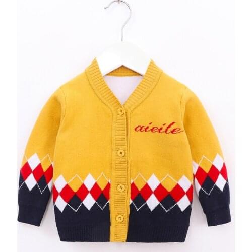 Children Spring Autumn Baby Girls Plaid Print Button Sweater Long Sleeves Sweet Casual Tops Colthes