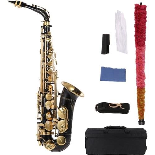Eb Alto Saxophone Brass Lacquered Gold E Flat Sax 82Z Key Type Woodwind Instrument with Brush Cloth Gloves Strap Padded Case