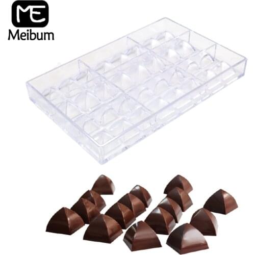Meibum 8g Square Cone Candy Baking Tools 32 Cavity Polycarbonate Chocolate Mold Durable Transparent PC Plastic Dessert Mould