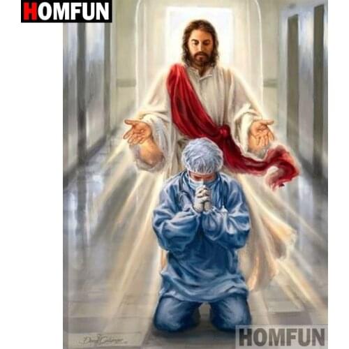 HOMFUN Full Square/Round Drill 5D DIY Diamond Painting "Religious figure" Embroidery Cross Stitch 5D Home Decor Gift A30083