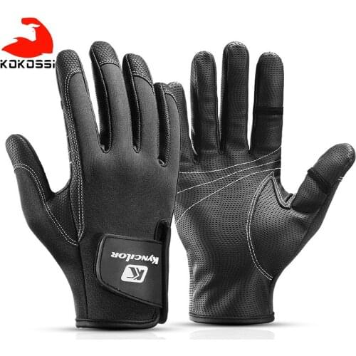 KoKossi Outdoor Fishing Sports Gloves Fingerless Design Anti-slip Wear-resistant Finger Touch Durable Screen Cycling Gloves