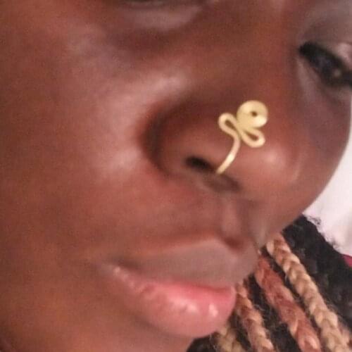 1Pcs Copper Wire Spiral Fake Piercing Nose Ring 2021 Punk Gold Silver Color Clip Nose Ring Also Can Be Ear Clip Cuff Bijoux