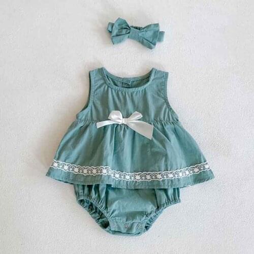 Summer Baby Girl Clothes Newborn Bow Vest Bodysuits Skirt Triangle Climbing Dress Princess Sweet Newborn Jumpsuit