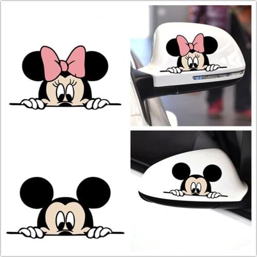 Hot Selling Car Stickers Mickey Mouse Car Stickers Cute Animation Car Stickers Rearview Mirror Stickers Creative Decorations