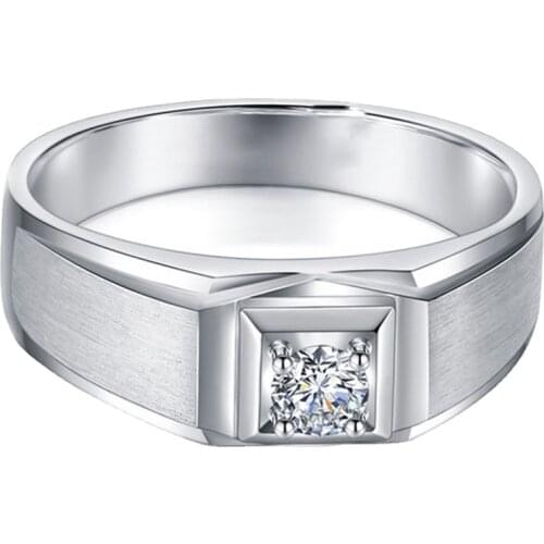 Mossan Stone 925 Sterling Silver Ring Set Men Luxury Platinum Elegant Engagement Wedding Indian Jewelry Lovely Gift for Husband