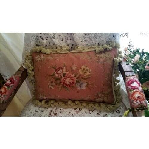 Needlepoint pillows [special] All Wool Handmade Velvet Embroidery Cushion Cover