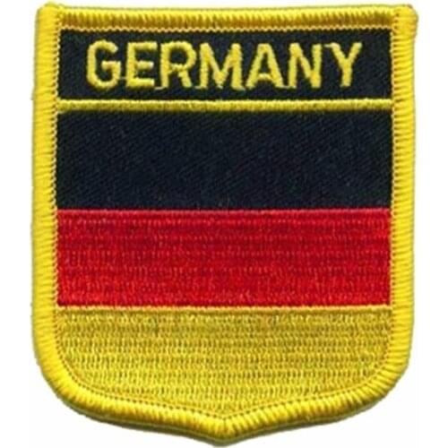 Germany Country Patch Made by Twill with Merrow Border and Iron On Backing and Accept Custom MOQ50pcs Per Item Free Shipping