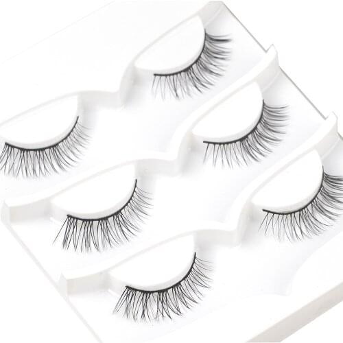 NEW 3 Pair Short Cross 3D False Eyelashes Natural Soft Black Mink Hair Eye Lashes Makeup Tools Women Fake Eyelashes