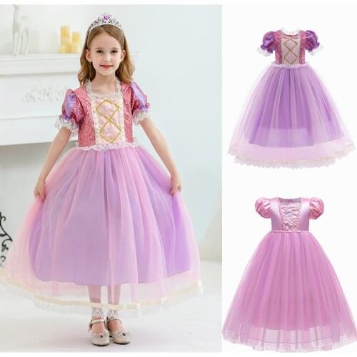 Kids Carnival Party Princess Dress Girls Cosplay Rapunzel Dress New Year Anime Costume Birthday Party Dress For Girls