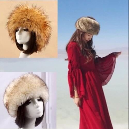2020 Winter Thick Furry Hairband Fluffy Russian Faux Fur Women Girl Fur Headband Hat Winter Outdoor Earwarmer Ski Hats Hot
