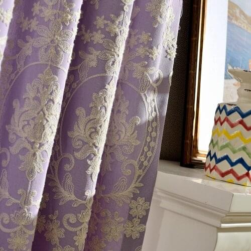 Brocade-simple European Style Curtains for Living Dining Room Bedroom Cotton and Linen Fashionable Embroidered Curtains