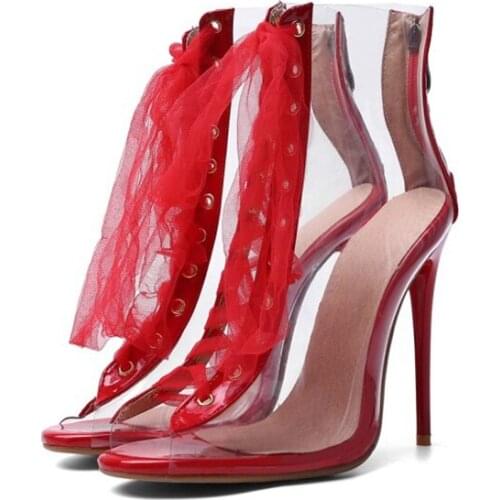 Size 34-47 Summer European American Sexy Clear Fashion Thin High Heels 12cm Women Peep Ladies Sandals Party Wedding Shoes 9888