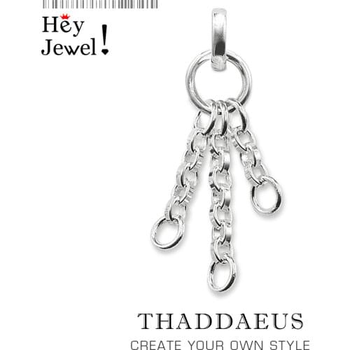 Silver Dangle Three Curb Charms Carriers 925 Sterling Silver Fit Necklace, Europe Glam Jewelry Soul Gift For Women