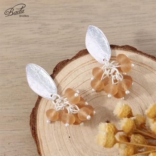 Badu Crystal Tassel Earrings Korean Small Romantic Earrings Cute Lady Fashion Party Colorful Style Girlfriend Memorial Gift