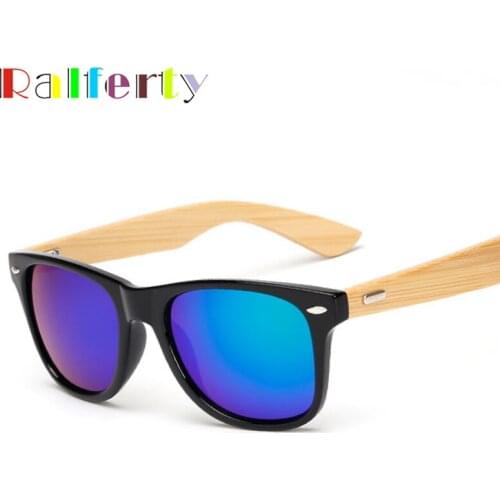 Ralferty Vintage Bamboo Sunglasses Men Gold Original Wood Sunglass Women Mirror Sport Goggles Retro Sun Glasses Handmade oculos