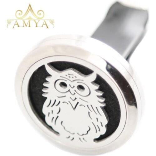 Owl Butterfly Angel Love 30mm Diffuser 316 Stainless Steel Car Aroma Locket Essential Oil Car Diffuser Lockets Free 40Pcs Pads