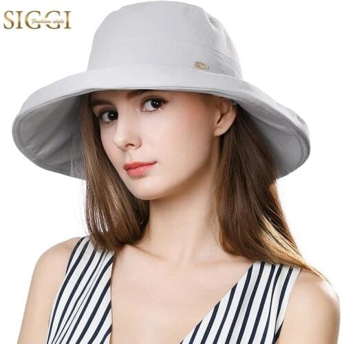 FANCET Summer Womens Sun Hats Solid Cotton Adjustable Windproof Cord Wide Brim Casual Bucket Hats For Women Fashion Gorros 99701