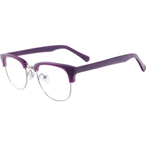 Men Women Acetate Round Retro Glasses Half Rim Browline Eyeglass Frames For Prescription Degree Lenses Myopia Reading Multifocal