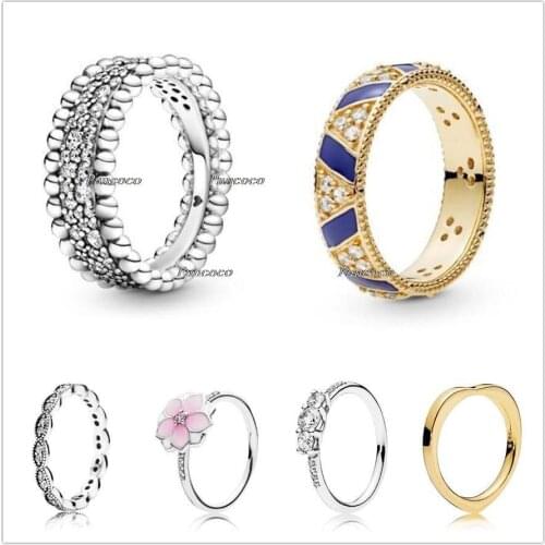 Authentic 925 Sterling Silver Beaded Pave Band Rings With Crystal Rings For Women Wedding Party Gift Europe Fashion Jewelry