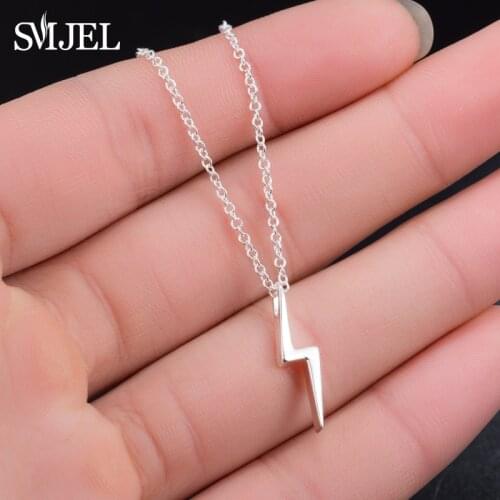 SMJEL Cute Delicate Lightning Bolt Charm Pendant Necklace Thunder Strike Necklaces Gift for Friend Accessories Punk Jewelry N300