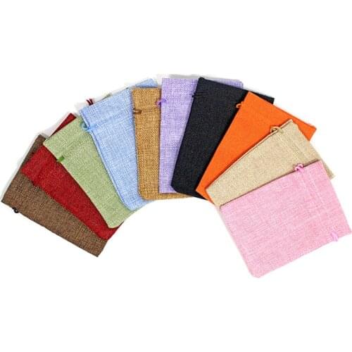 10Pcs Wedding Sack Burlap Bag Diy Jute Bags Gift Drawstring Pouch Gift Box Packaging Bags For Gift Linen Bags Jewelry Display