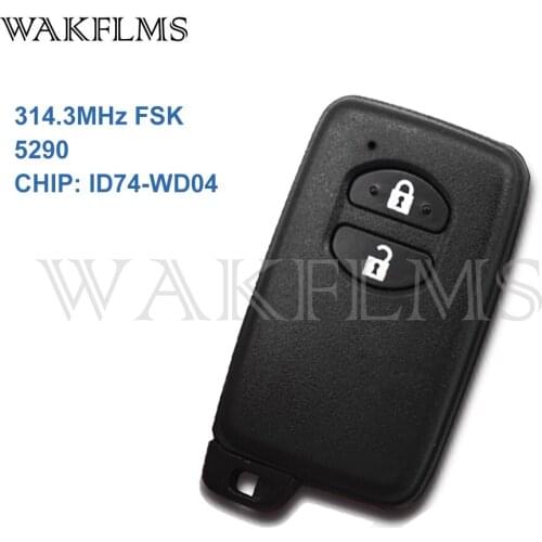 2 Buttons Black 314.3MHz FSK 5290 Board ID74-WD04 Smart Remote Key For Toyota Keyless Go Keyless Entry Completed Key Replacement