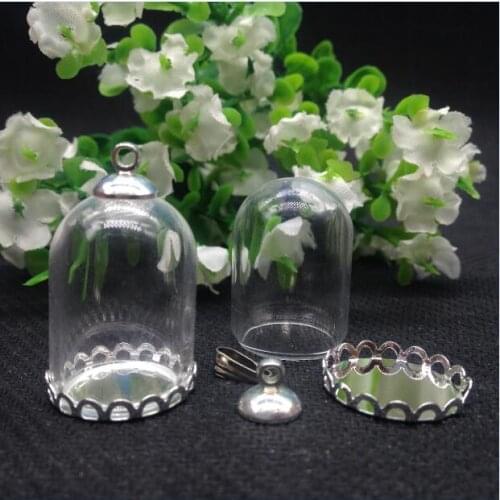20sets/lot bronze 25*18mm glass dome globe & base & cap set glass globe set glass vial pendant glass cover