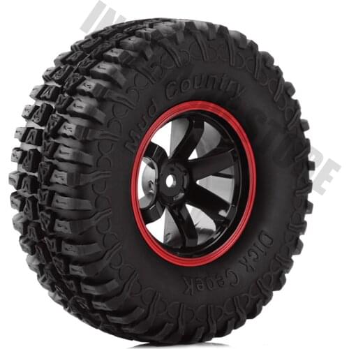 4PCS Red/Silver 1.9" Wheel Tires for 1/10 RC Rock Crawler Plastic Axial SCX10 Tamiya CC01 D90