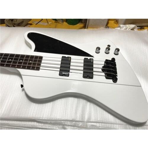 High quality custom version 4 string electric bass white and black accessories can be customized free shipping