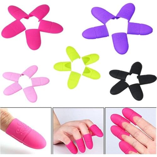 New 5pcs/set of nail art techniques UV gel polish silicone elastic soaking cap clip manicure cleaning polish tool reusable