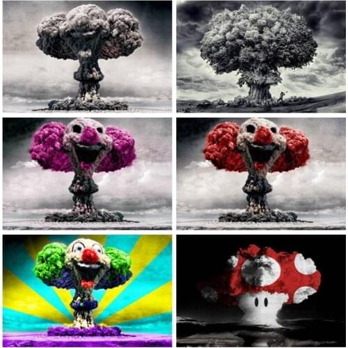 5D DIY Diamond Painting Clown Mushroom Cloud Full Drill Embroidery Cross Stitch Mosaic Home Decor Craft Kit Christmas Gifts