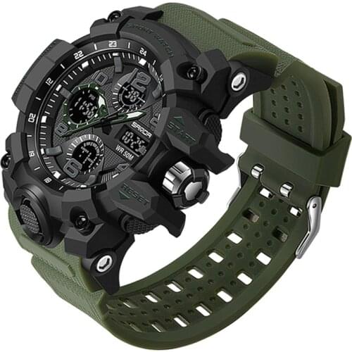 Mens Luxury Dual Display Quartz Sports Watches Multi-function Waterproof Military Male Stopwatch Wristwatch Relogio Masculino