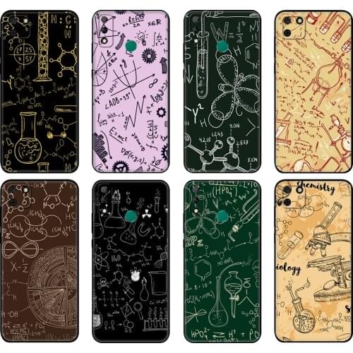 Black tpu Case For Huawei Y9S Y6S Y8S Y5P Y7P Y8P Case For Huawei Y5 lite Prime Y6 Cover Vintage Seamless Chemistry Laboratory