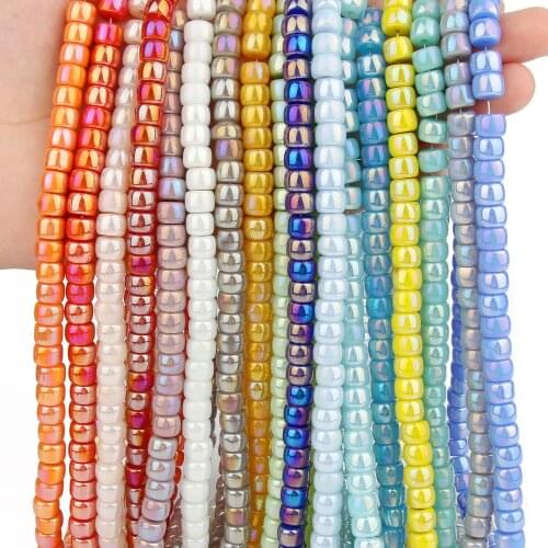 AB Color Glass Crystal Beads Loose Spacer Cube Beads For Jewelry Making DIY Bracelet Necklace Fashion Beads Supplier 8x6mm