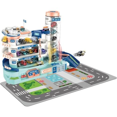 Kids Electric Car Park Garage Toy Race Car Ramp Track Building Playset