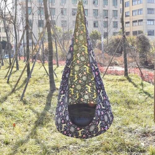 Kids Pod Swing Seat Portable Hammock Chair with Inflatable Pillow & Side Pocket for Outdoor Room 70*140cm with Pump LBS