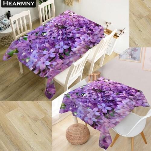 HEARMNY 3D Tablecloth Lilac Oxford Cloth Dust-proof Rectangular Table Cover For Party Home Decor 100X140cm140X140cm