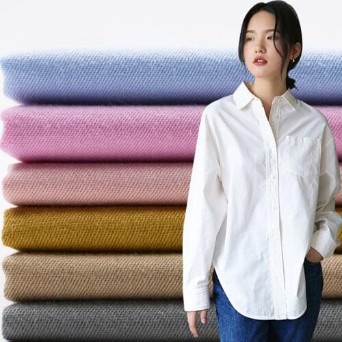 Soft Solid White Twill Cotton Fabric For Dress Shirts, Black, Blue, Pink, Gray, Khaki, Green, Purple, Burgundy, By The Meter