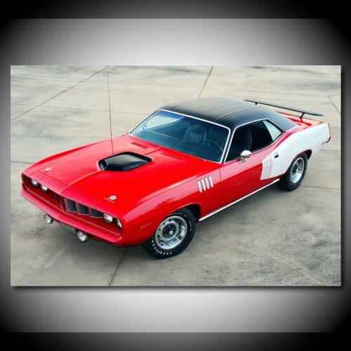 Modern Art Decorative paintings Retro Tuning Plymouth Hemi Cuda Red Car Posters and Prints Canvas Wall Picture Living Room Decor