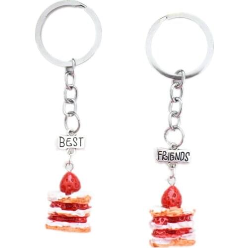 Creative Best Friends Resin Cherry Ice Cream Key Chains BFF Couple Personailzed Friendship Key Ring Best Gift For Friends Girls