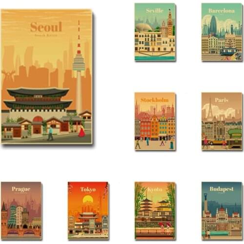 Buy 3 Get 4 World Travel Minimalist Vintage Posters New York City Poster Kraft Paper Print Wall Art Decoration Picture Home